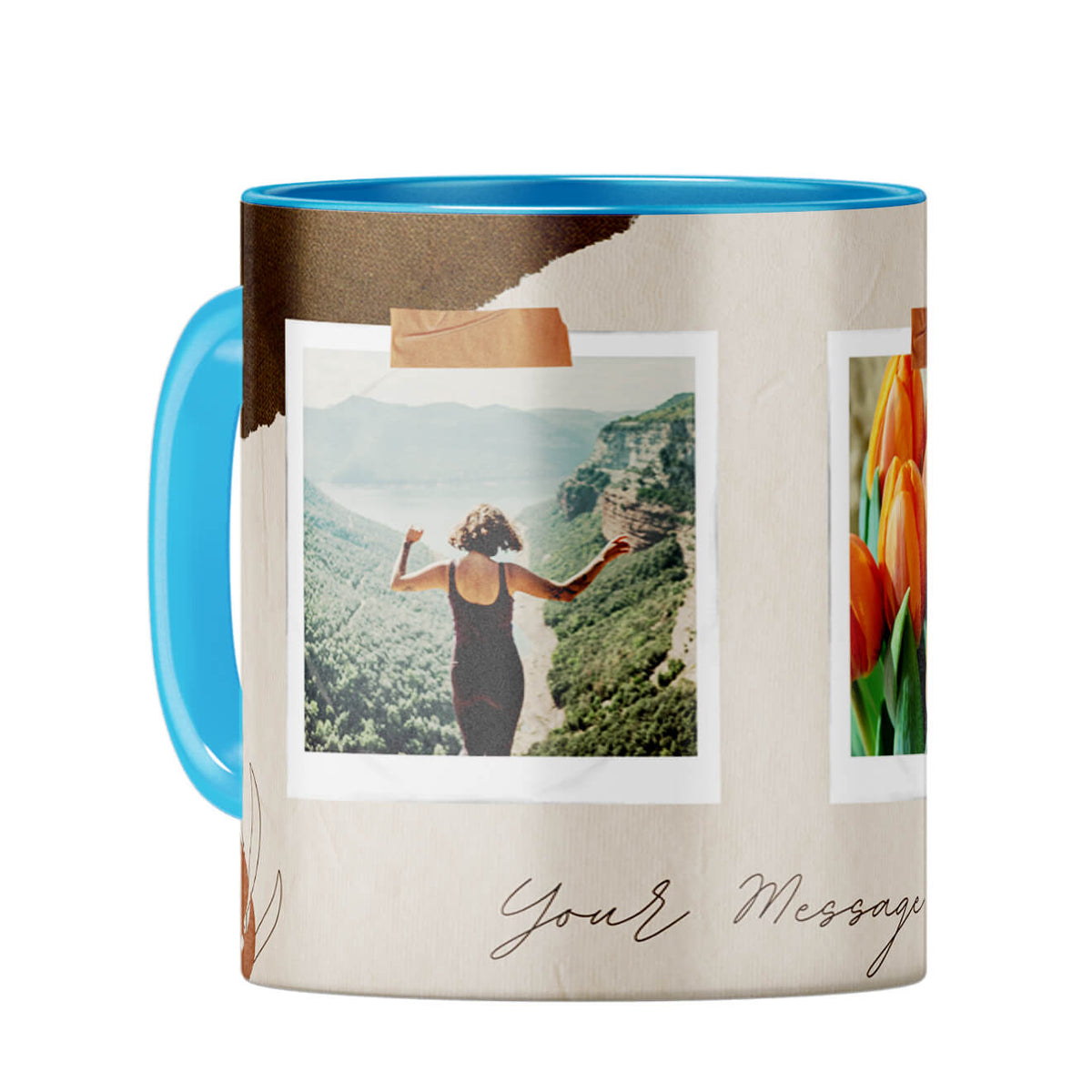 Two Photos Coffee Mug Light Blue