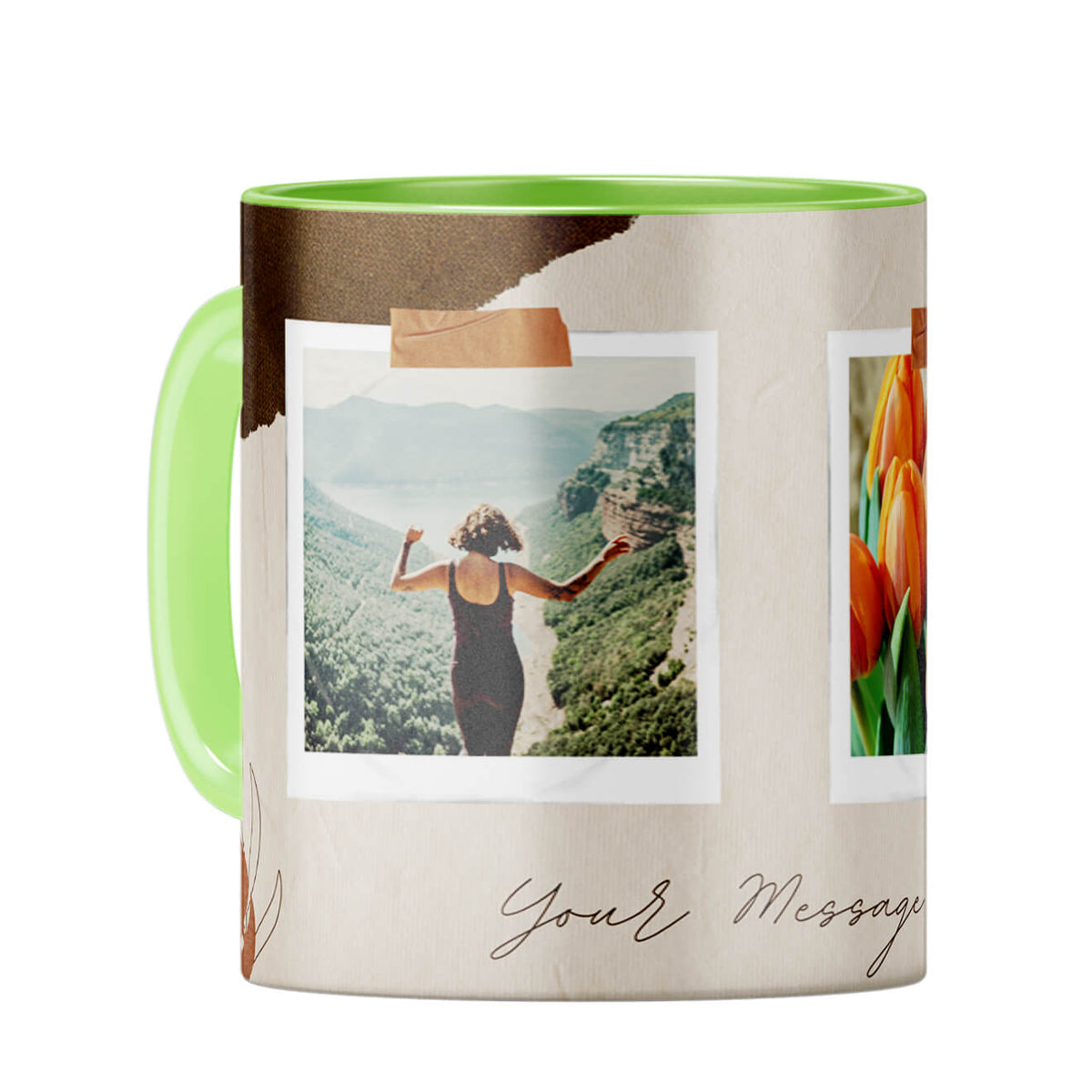 Two Photos Coffee Mug Light Green