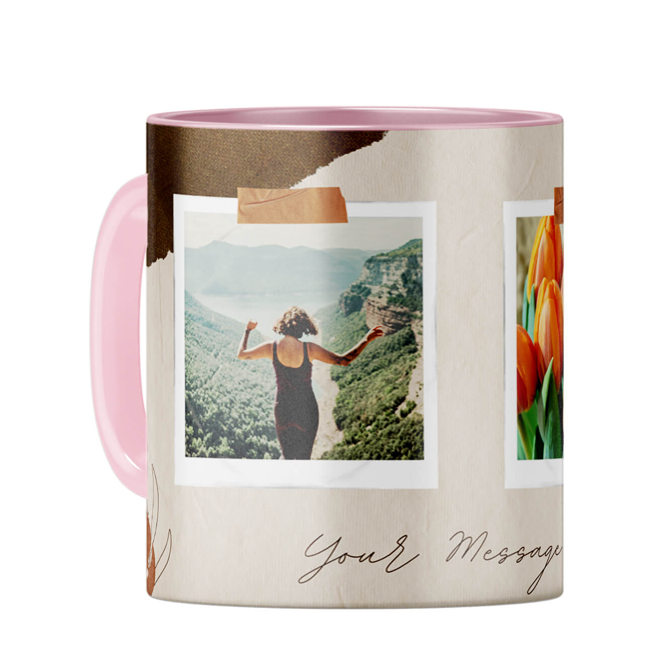 Two Photos Coffee Mug Pink