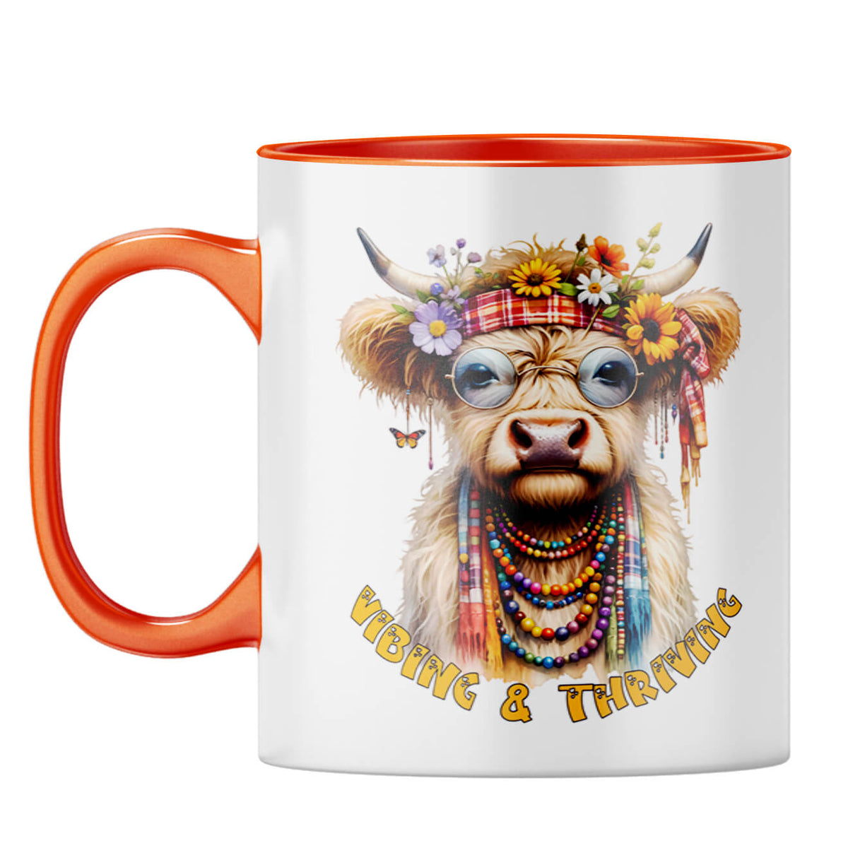 Vibing and Thriving Coffee Mug Orange