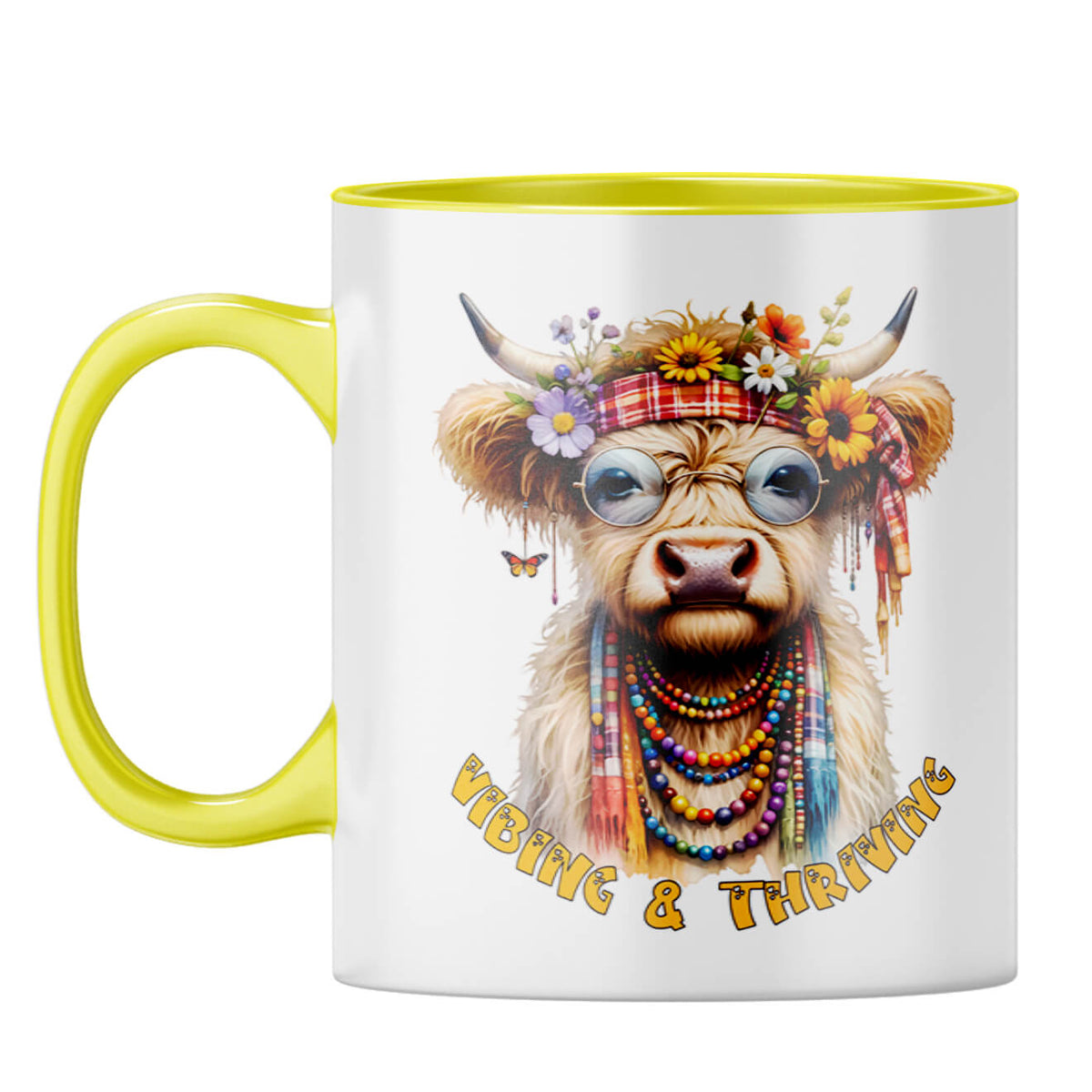 Vibing and Thriving Coffee Mug Yellow