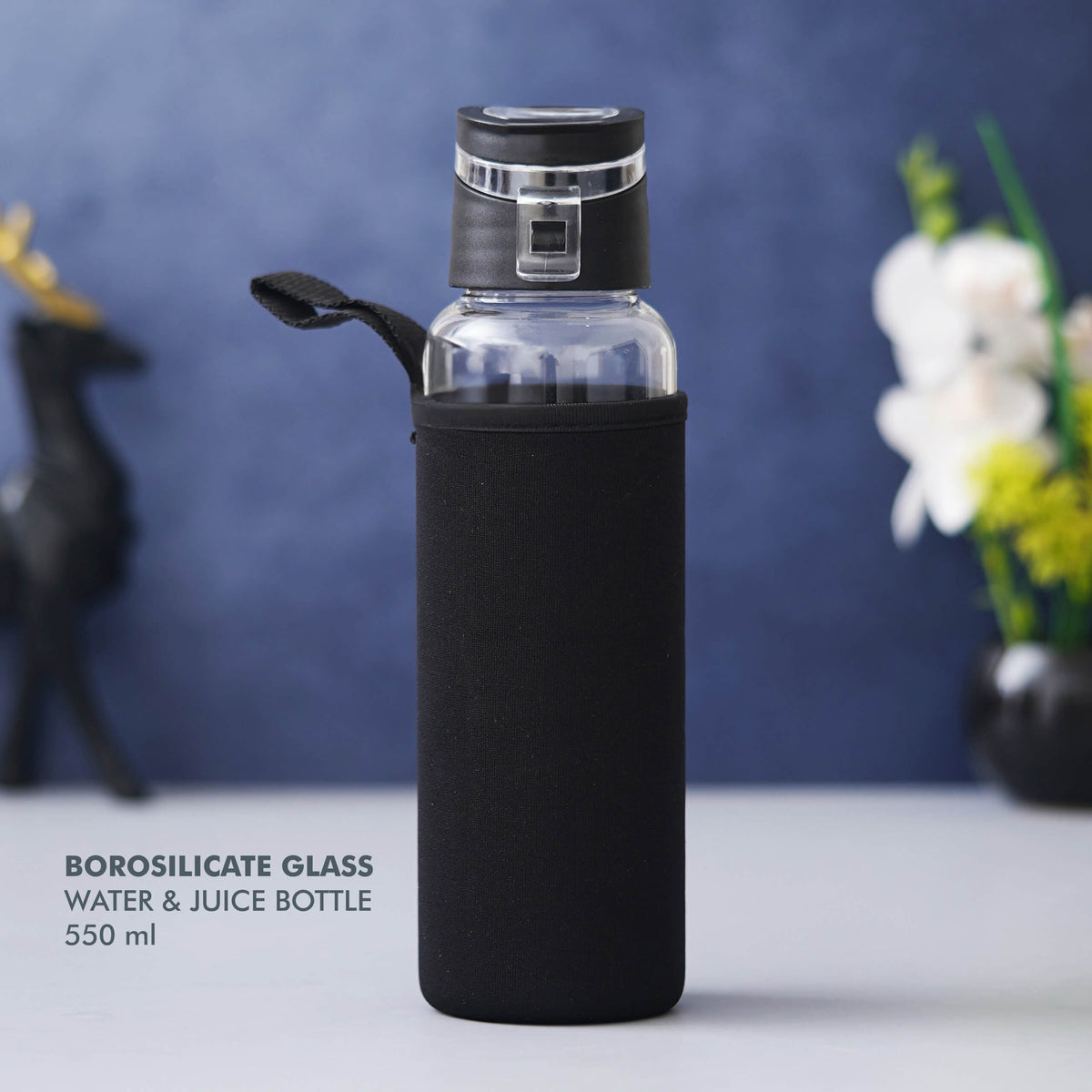 Water &amp; Juice Borosilicate Glass Bottle - 550 ML