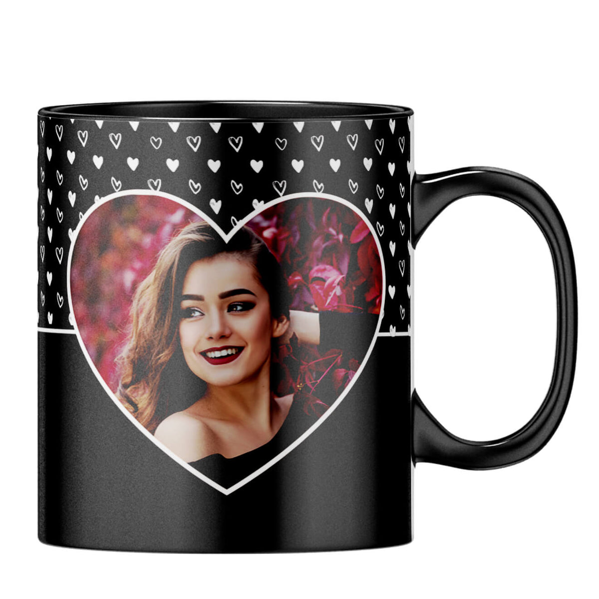 White Hearts Photo Coffee MugB-Black
