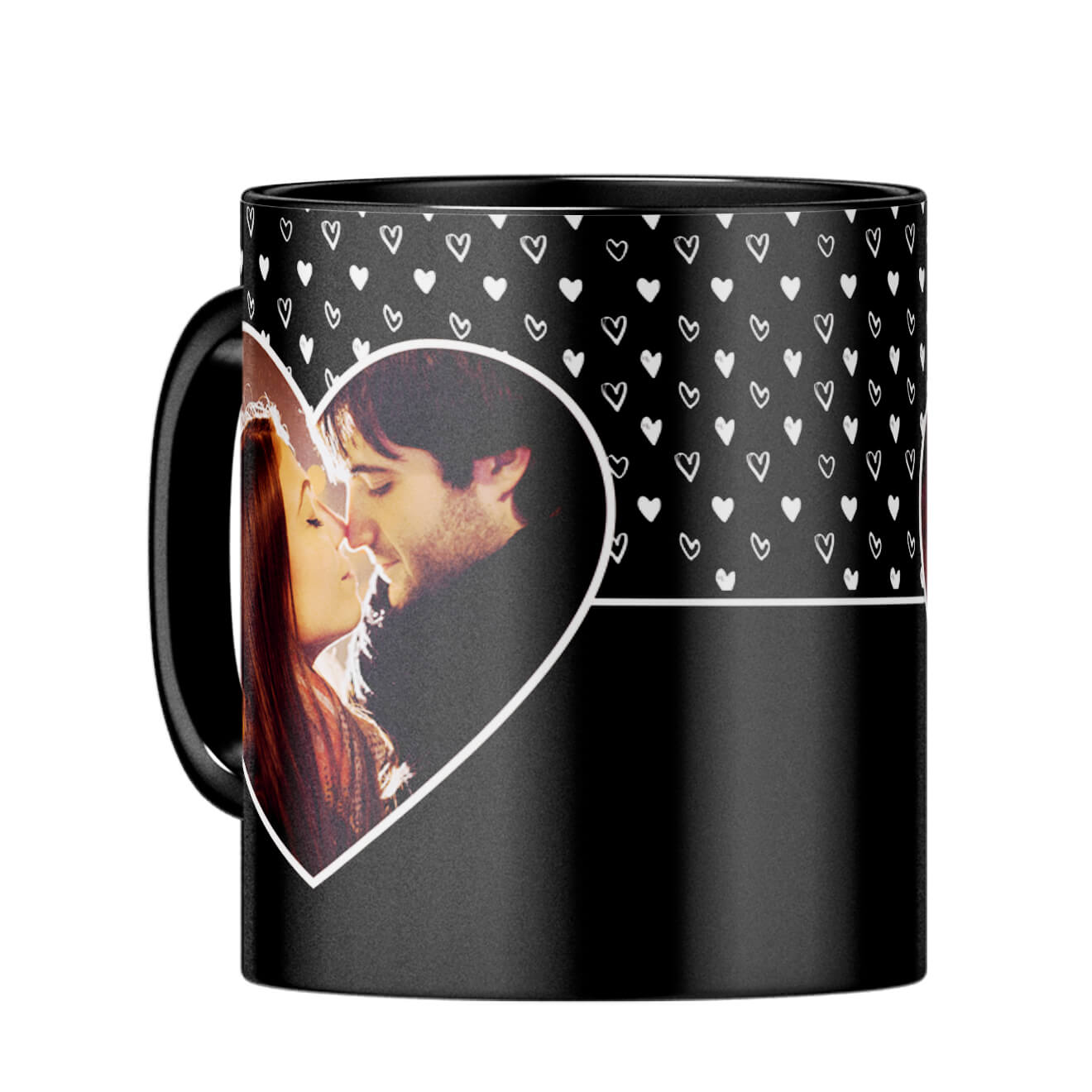 White Hearts Photo Coffee MugC-Black