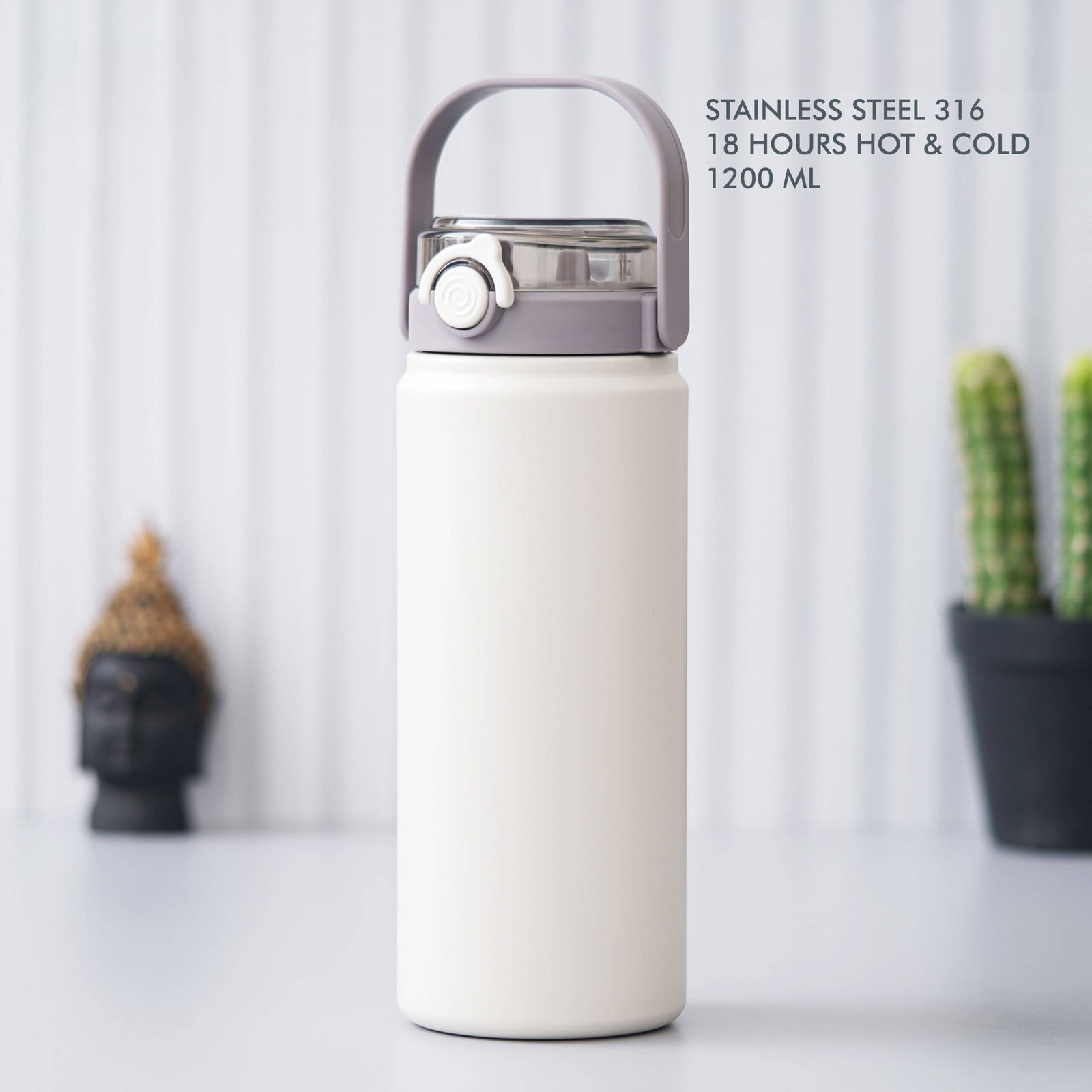 White Stainless Steel Bottle - Ideal for Travel