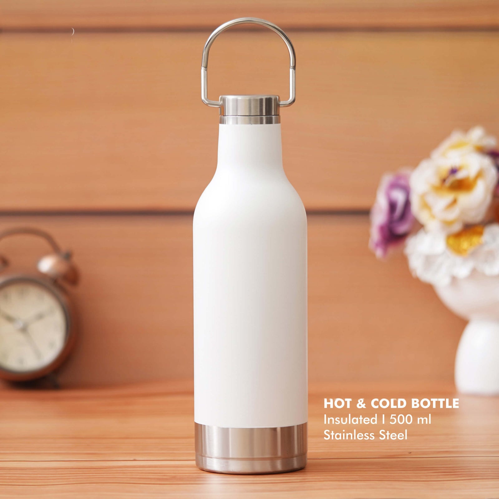 White Stainless Steel Bottle - Ideal for Travel