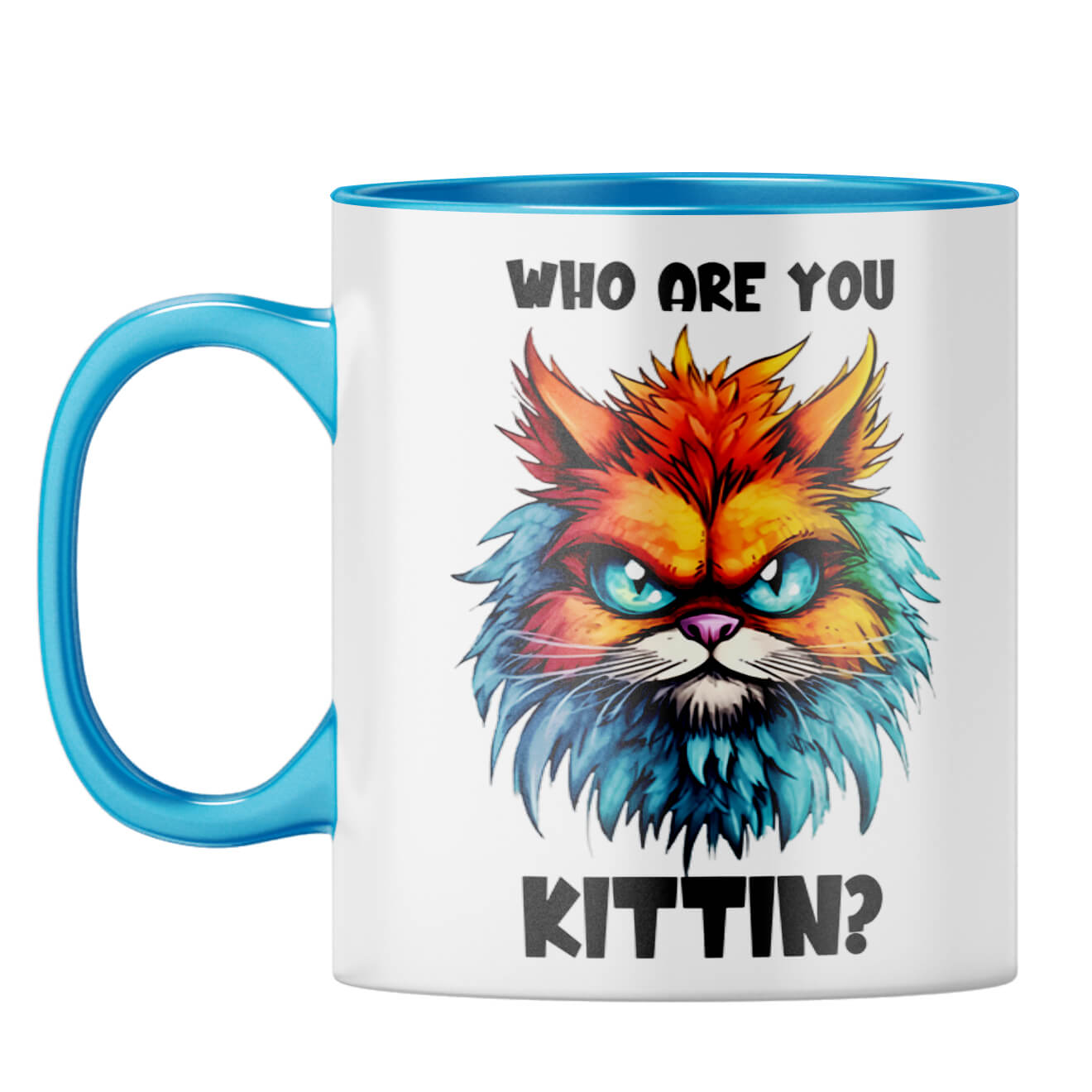 Who Are You Kittin Coffee Mug Light Blue