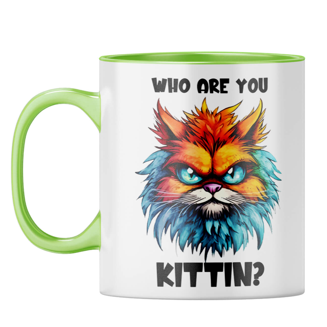 Who Are You Kittin Coffee Mug Light Green