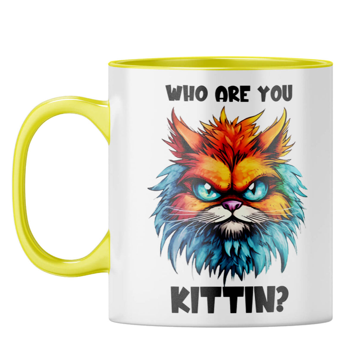 Who Are You Kittin Coffee Mug Yellow