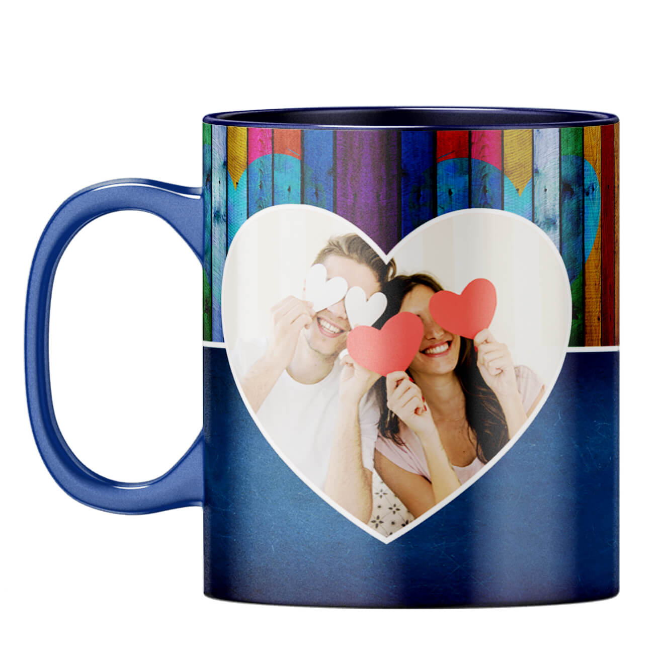 Woody Heart Photo Coffee Mug Dark Blue