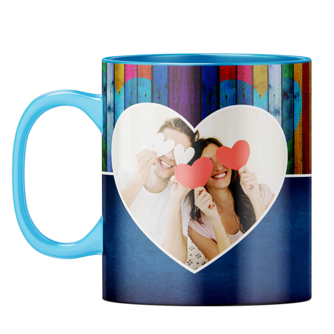 Woody Heart Photo Coffee Mug Light Blue