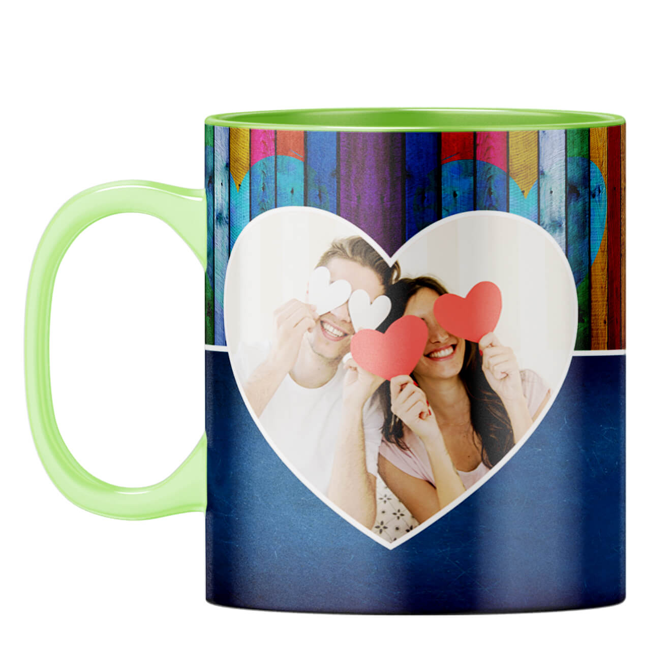 Woody Heart Photo Coffee Mug Light Green