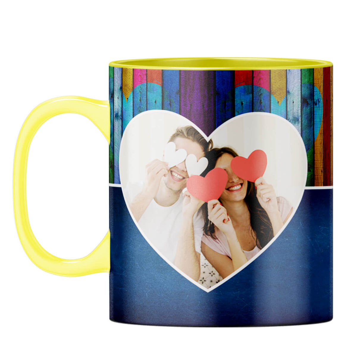 Woody Heart Photo Coffee Mug Yellow