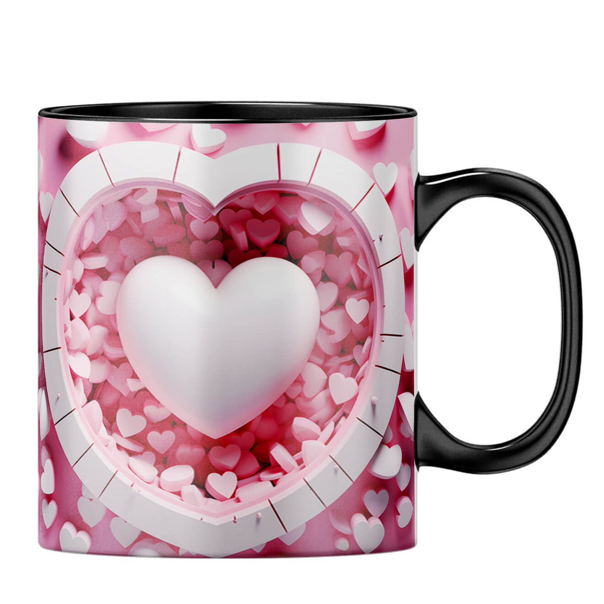 YuBingo 3D Heart Elegance Coffee MugB-Black