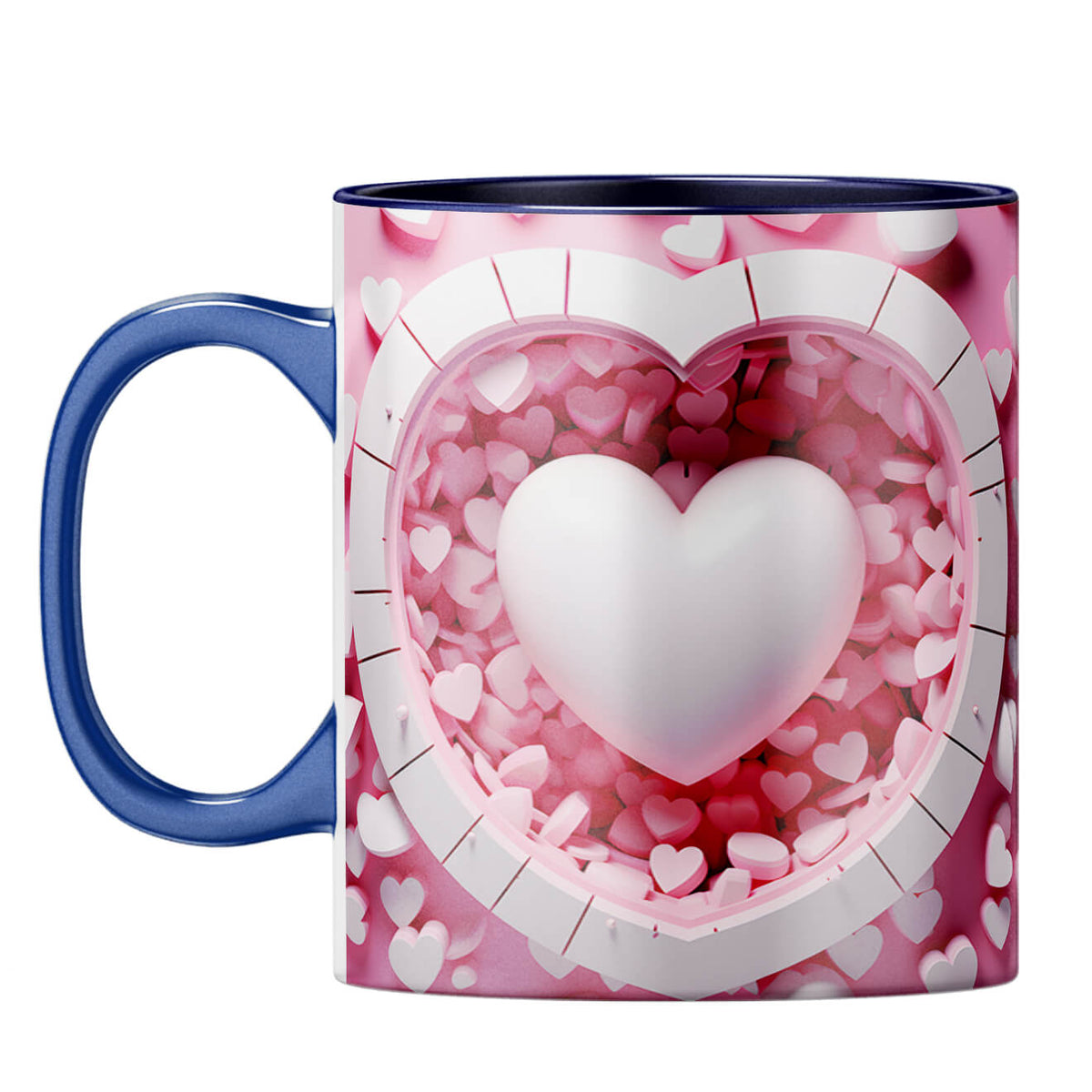 YuBingo 3D Heart Elegance Coffee Mug Dark Blue