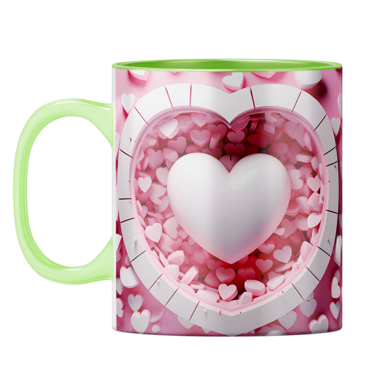 YuBingo 3D Heart Elegance Coffee Mug Light Green
