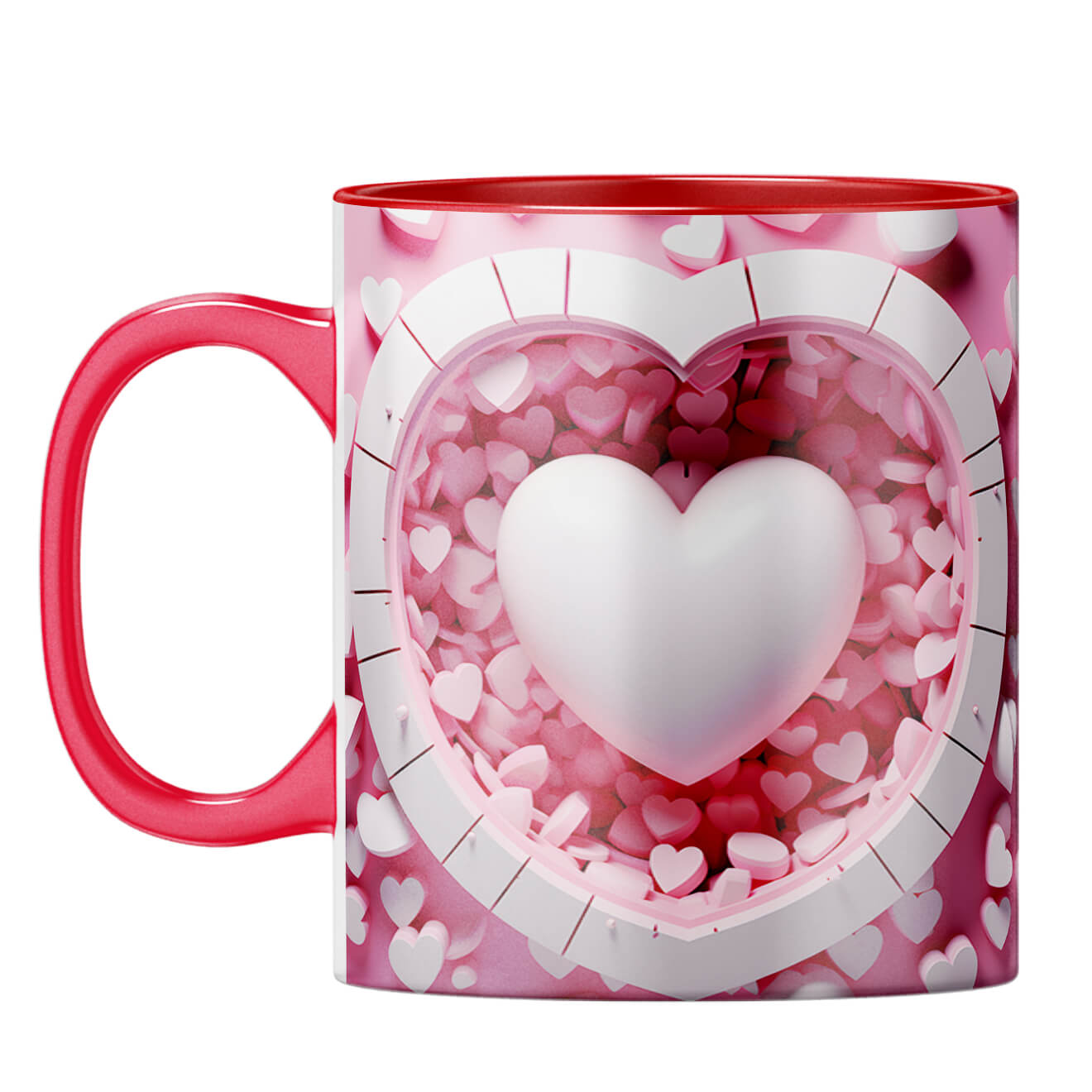 YuBingo 3D Heart Elegance Coffee Mug Red