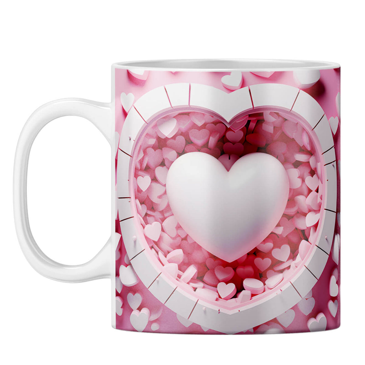 YuBingo 3D Heart Elegance Coffee Mug White