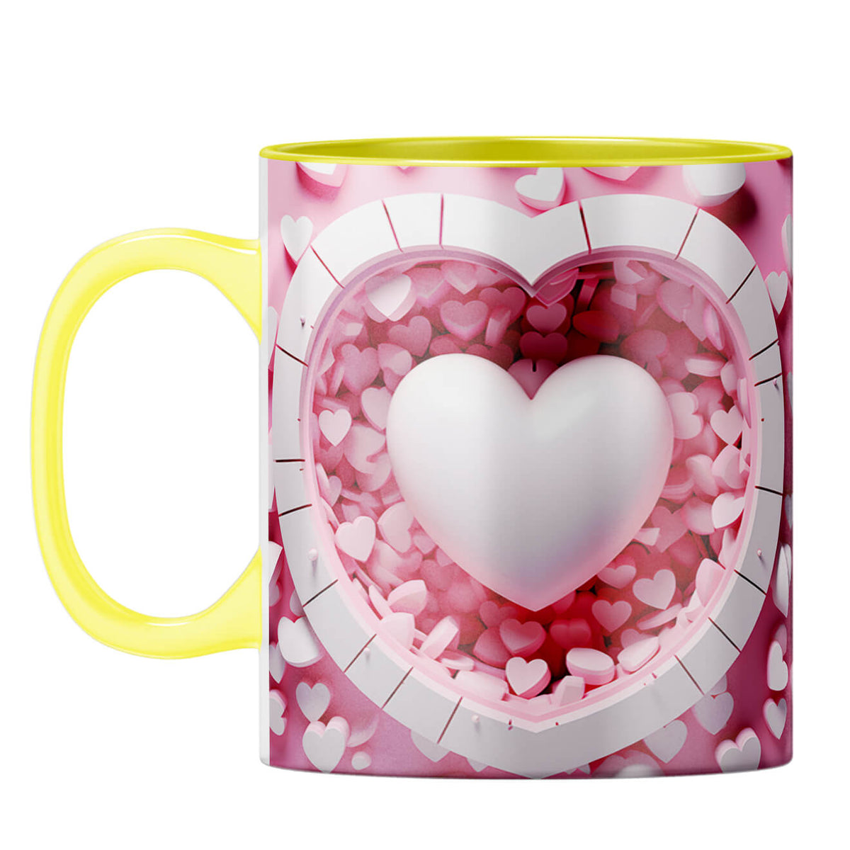 YuBingo 3D Heart Elegance Coffee Mug Yellow