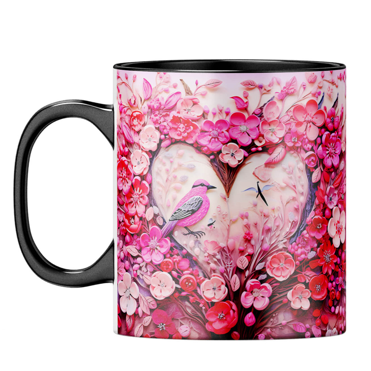 YuBingo Birdy Heart Whispers Coffee Mug Black