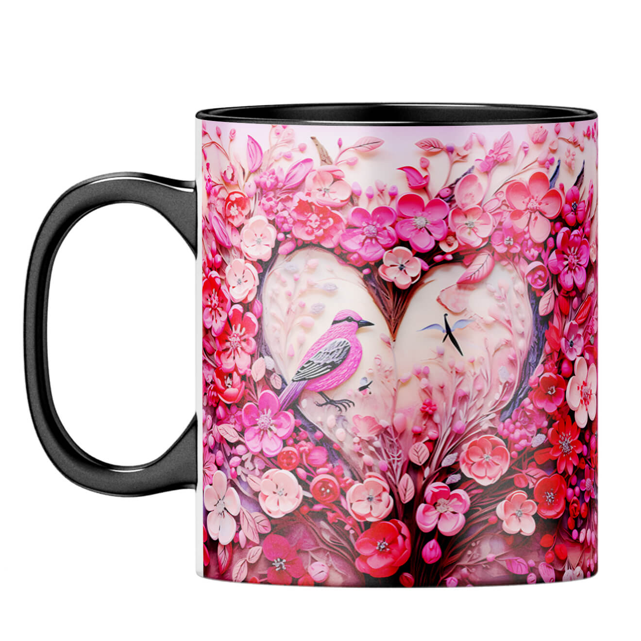 YuBingo Birdy Heart Whispers Coffee Mug Black