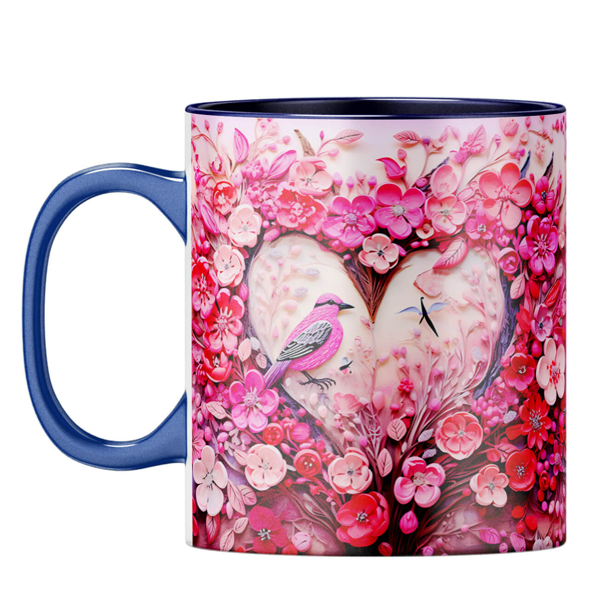 YuBingo Birdy Heart Whispers Coffee Mug Dark Blue