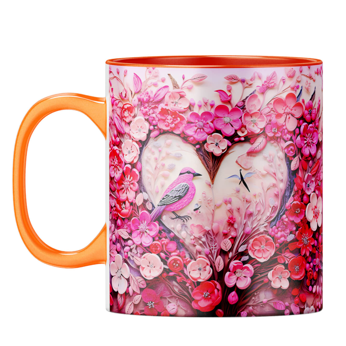 YuBingo Birdy Heart Whispers Coffee Mug Orange