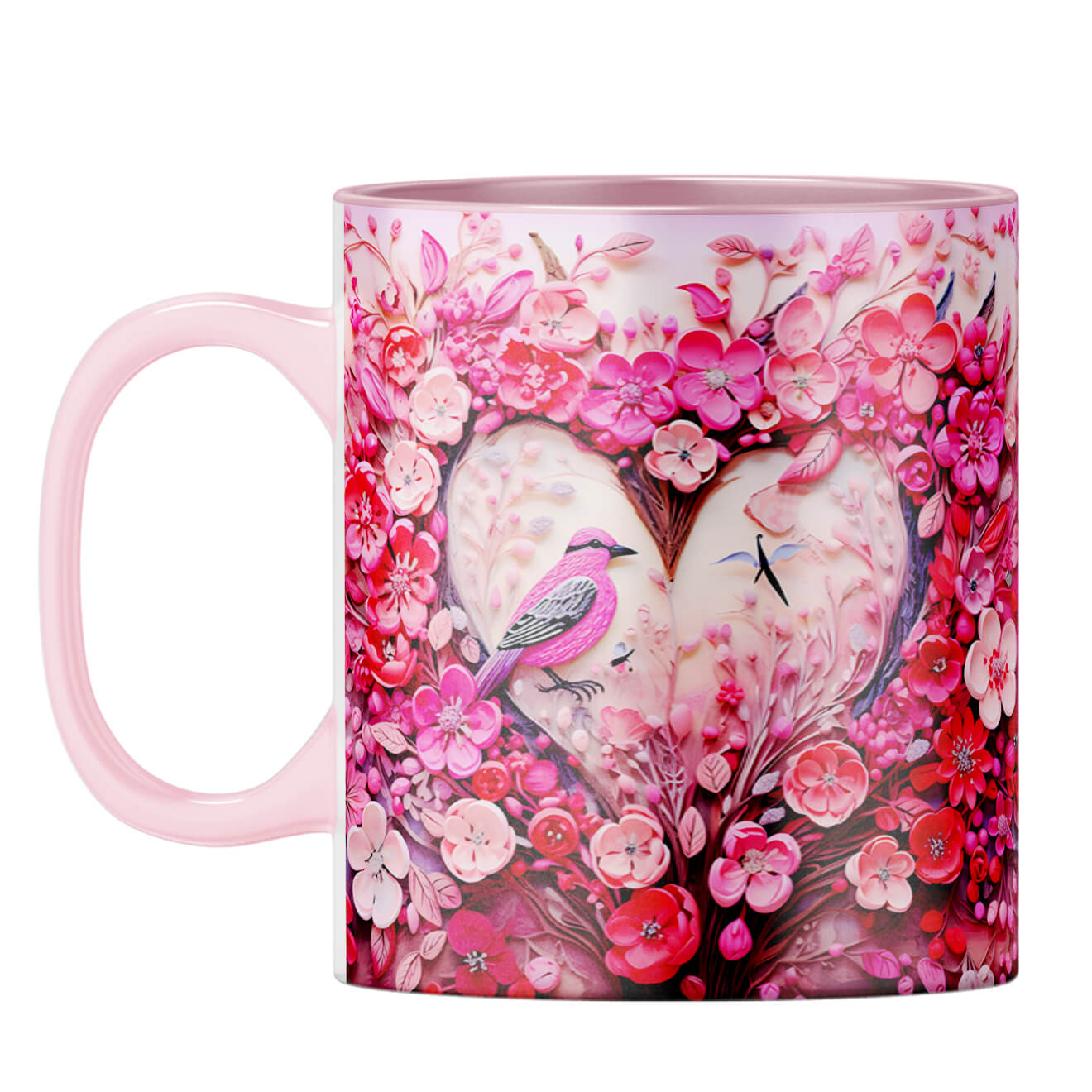 YuBingo Birdy Heart Whispers Coffee Mug Pink