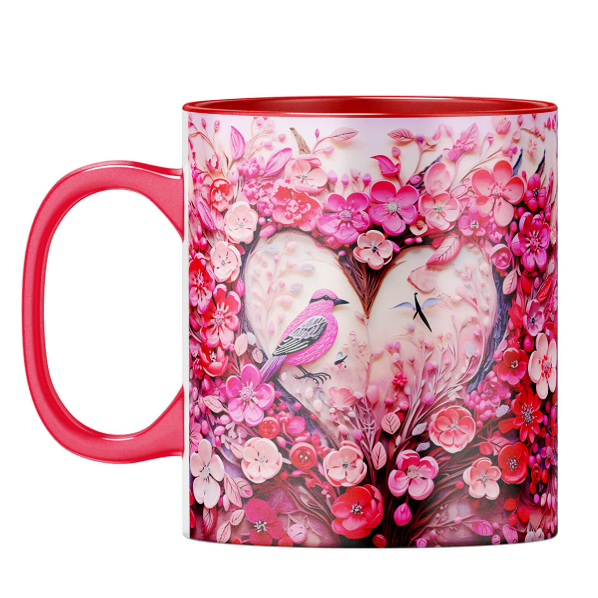 YuBingo Birdy Heart Whispers Coffee Mug Red