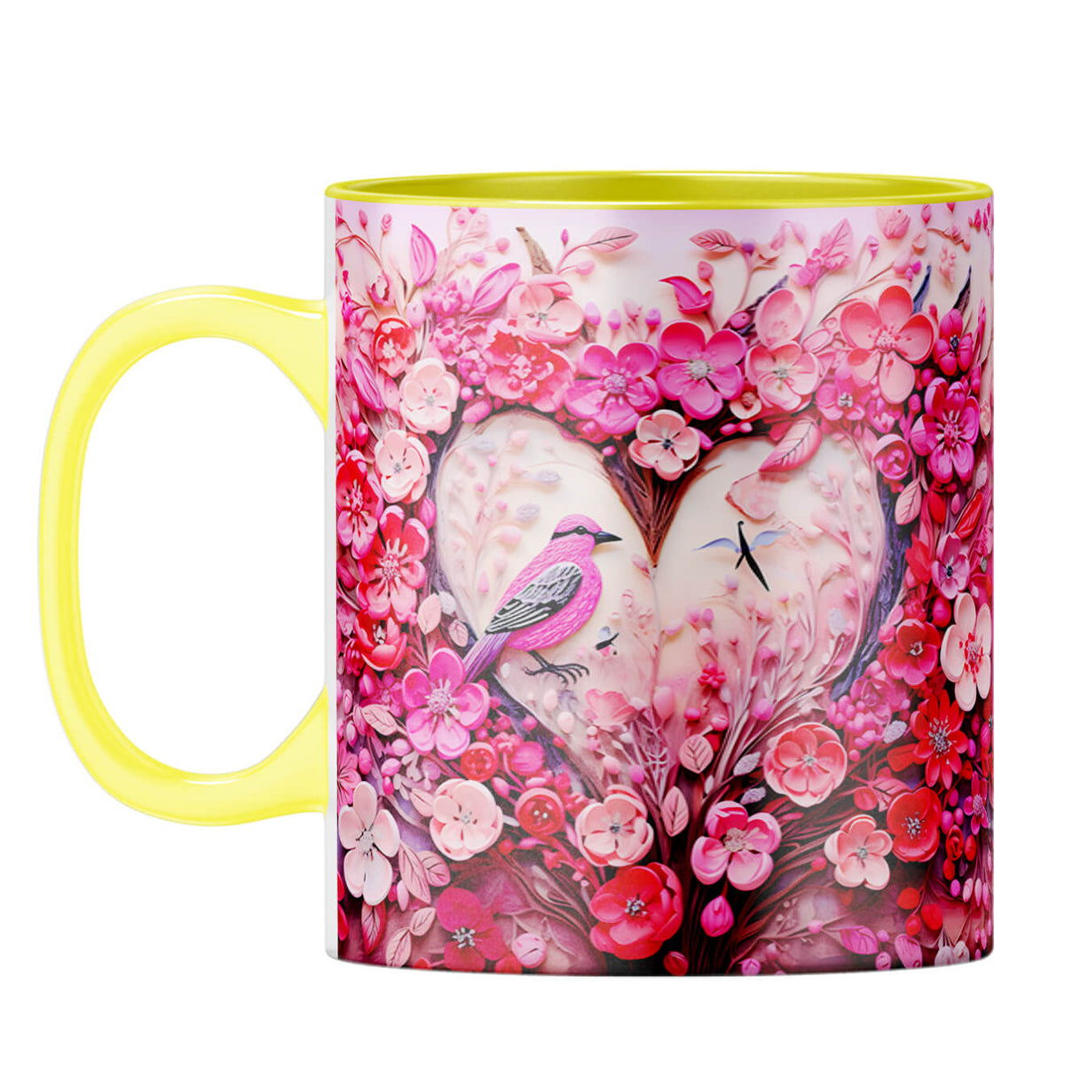 YuBingo Birdy Heart Whispers Coffee Mug Yellow
