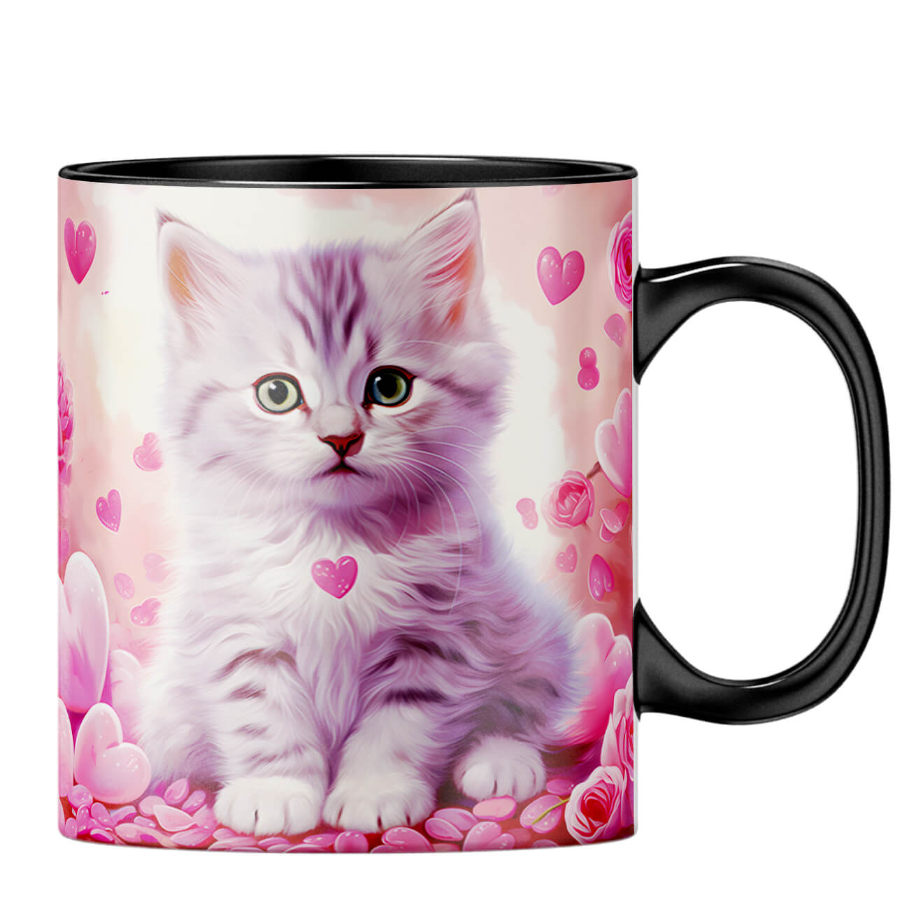 YuBingo Cat Hearts Melody Coffee MugB-Black