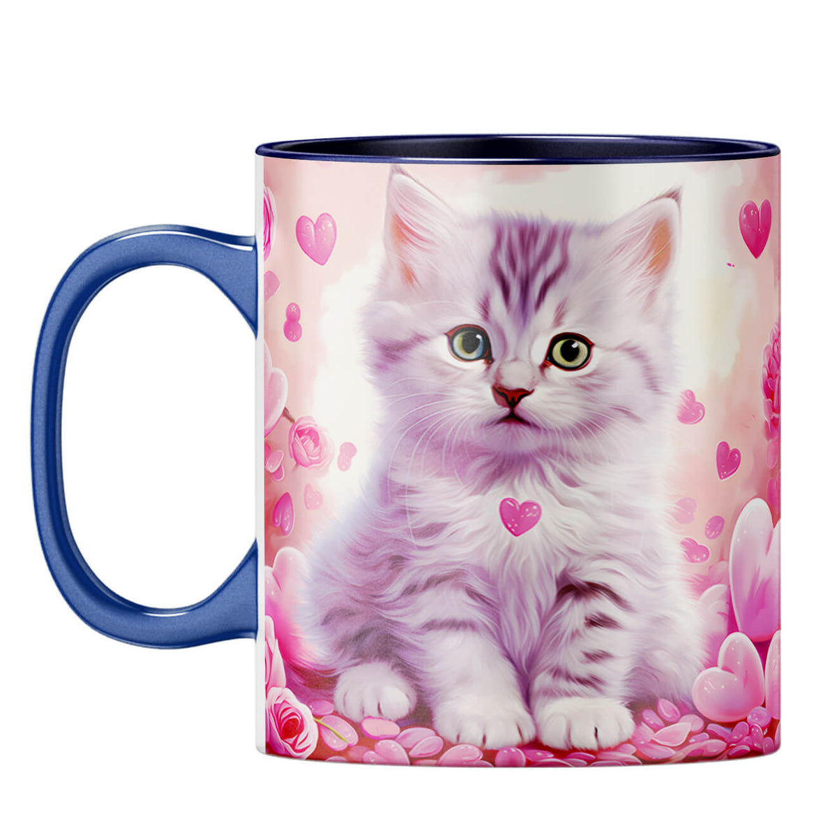 YuBingo Cat Hearts Melody Coffee Mug Dark Blue