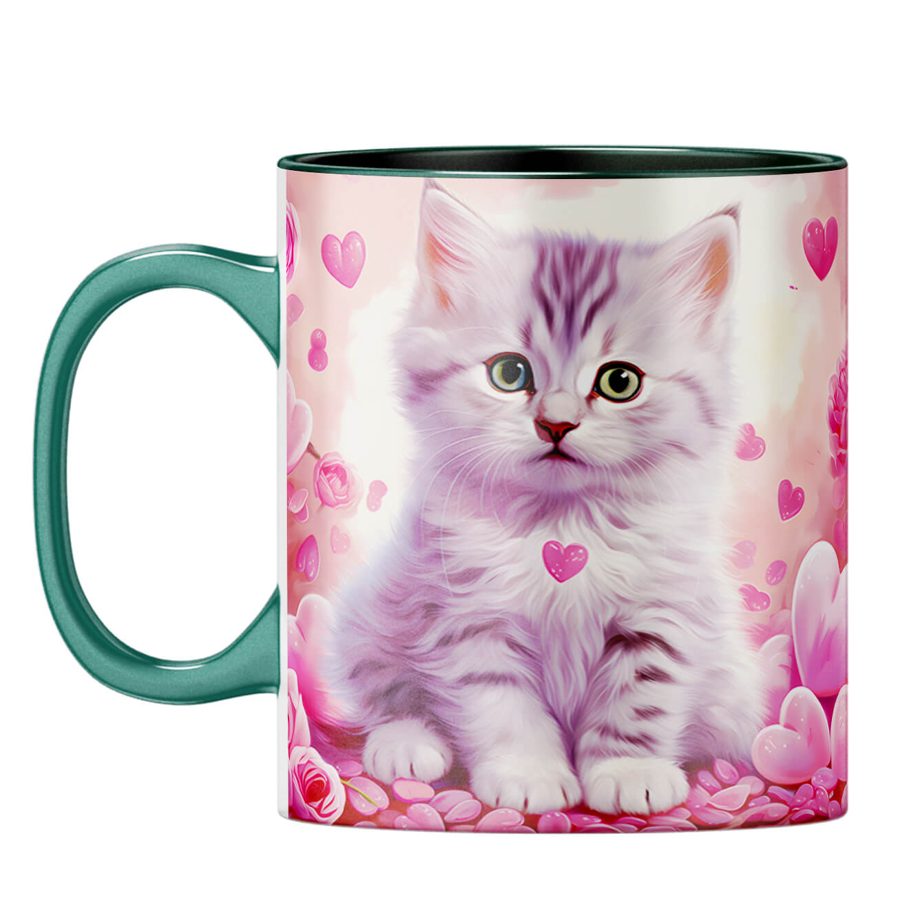 YuBingo Cat Hearts Melody Coffee Mug Dark Green
