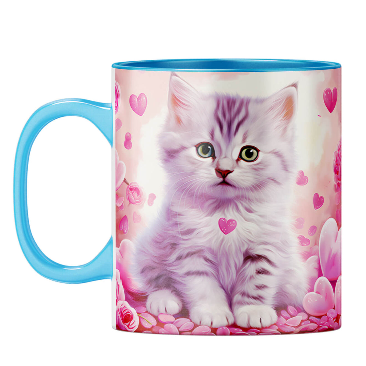 YuBingo Cat Hearts Melody Coffee Mug Light Blue