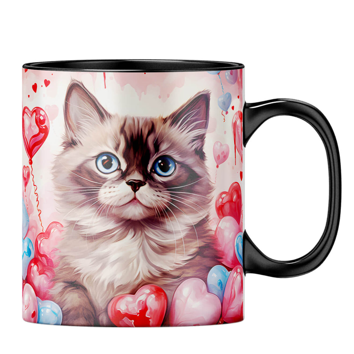 YuBingo Expressive Cute Cat Coffee MugB-Black