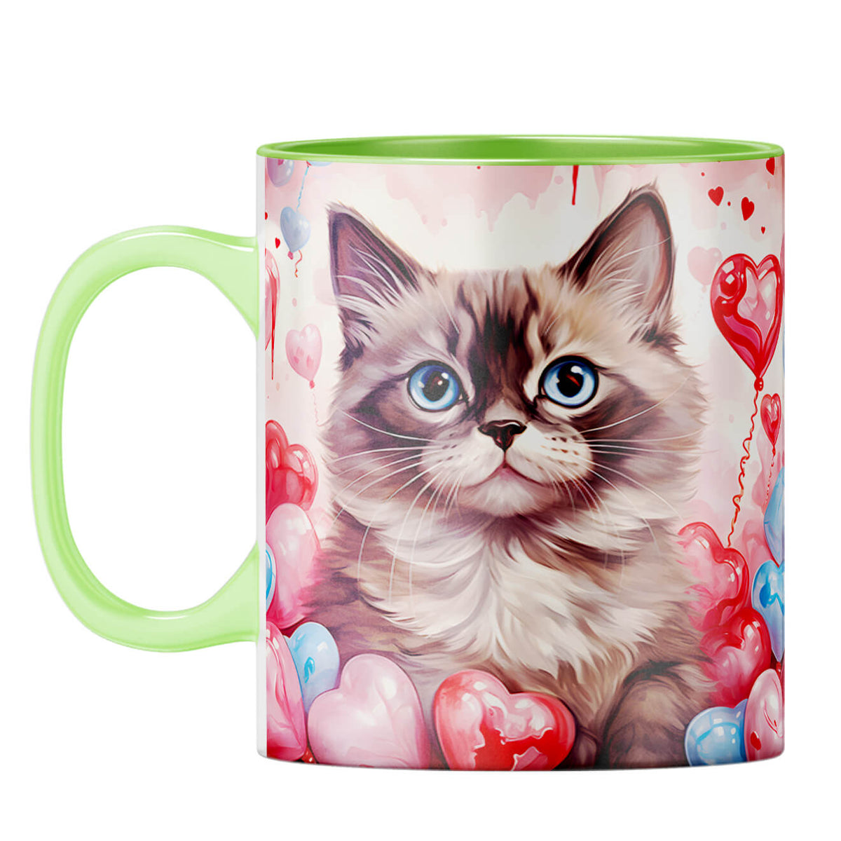 YuBingo Expressive Cute Cat Coffee Mug Light Green