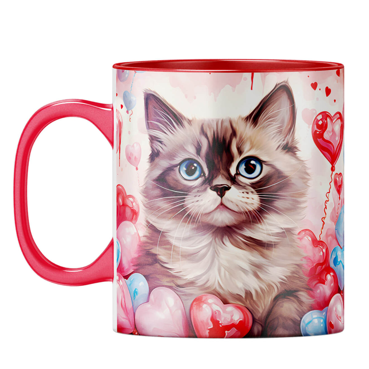 YuBingo Expressive Cute Cat Coffee Mug Red