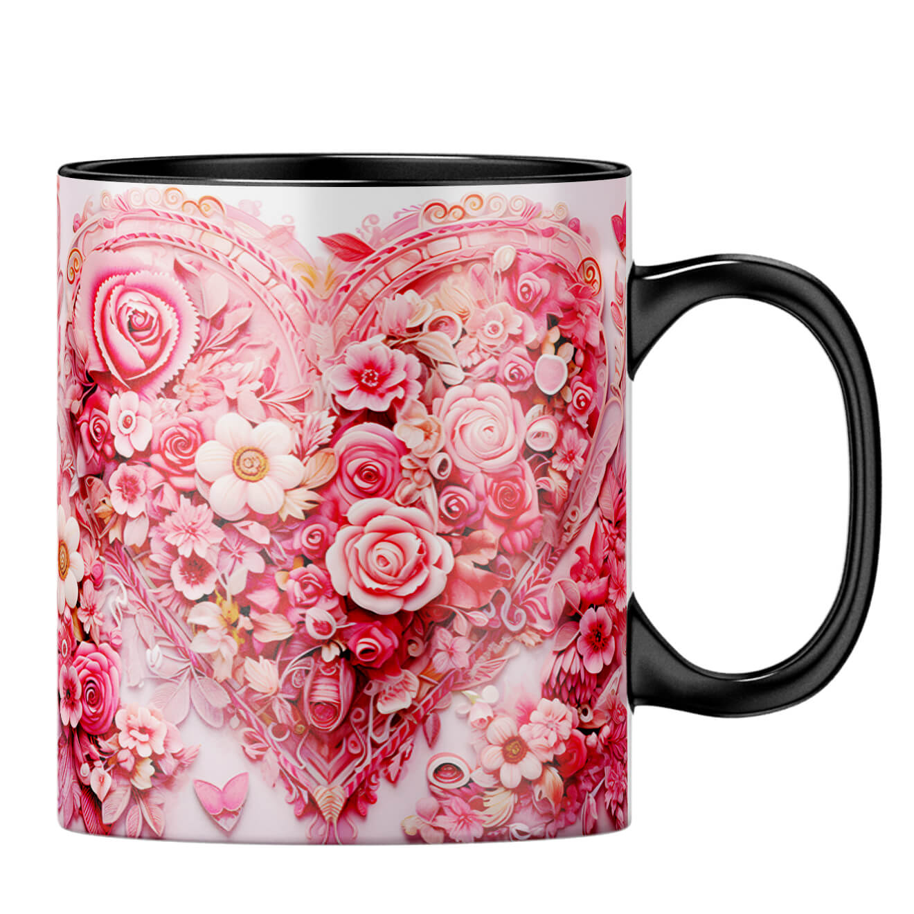 YuBingo Floral Love Coffee MugB-Black