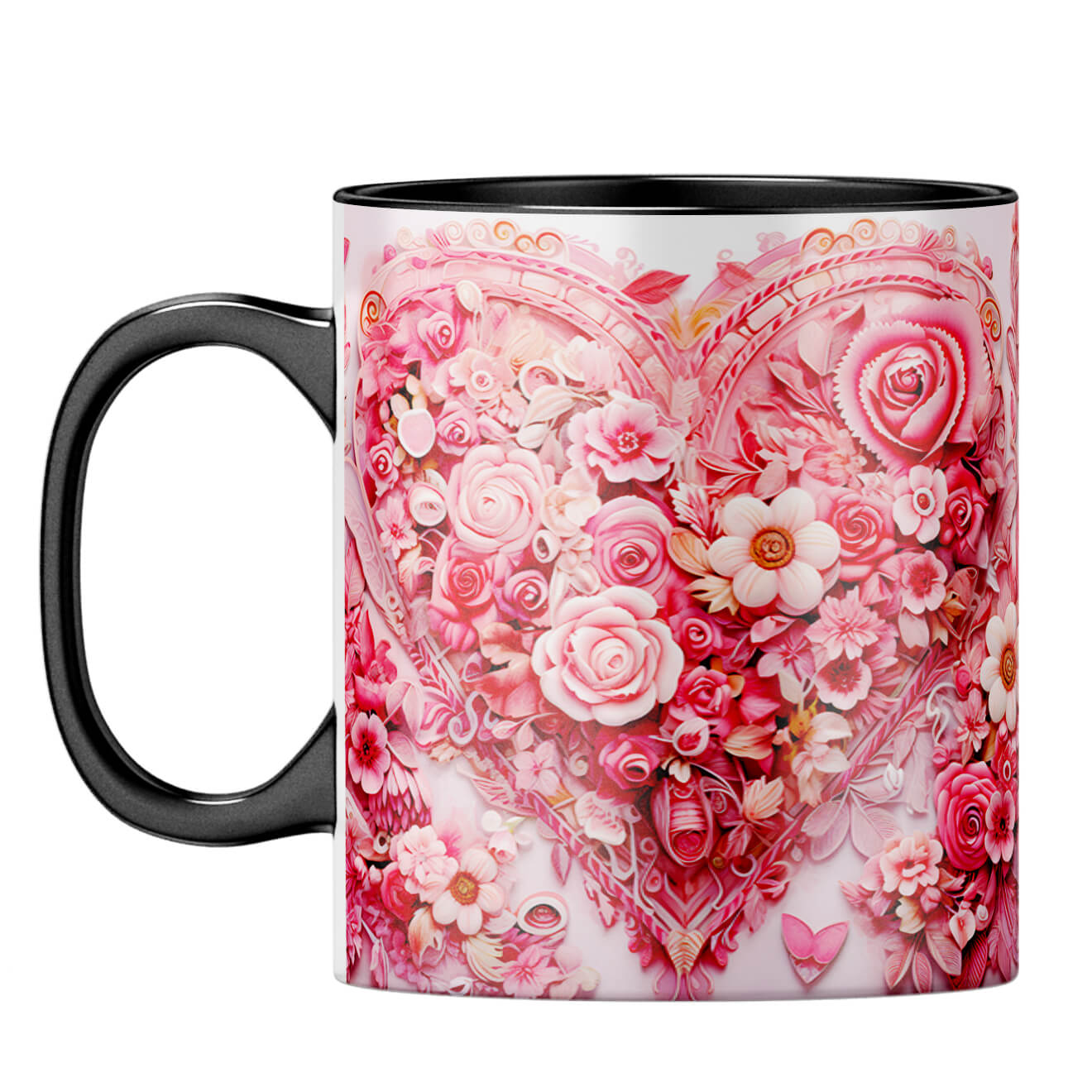 YuBingo Floral Love Coffee Mug Black
