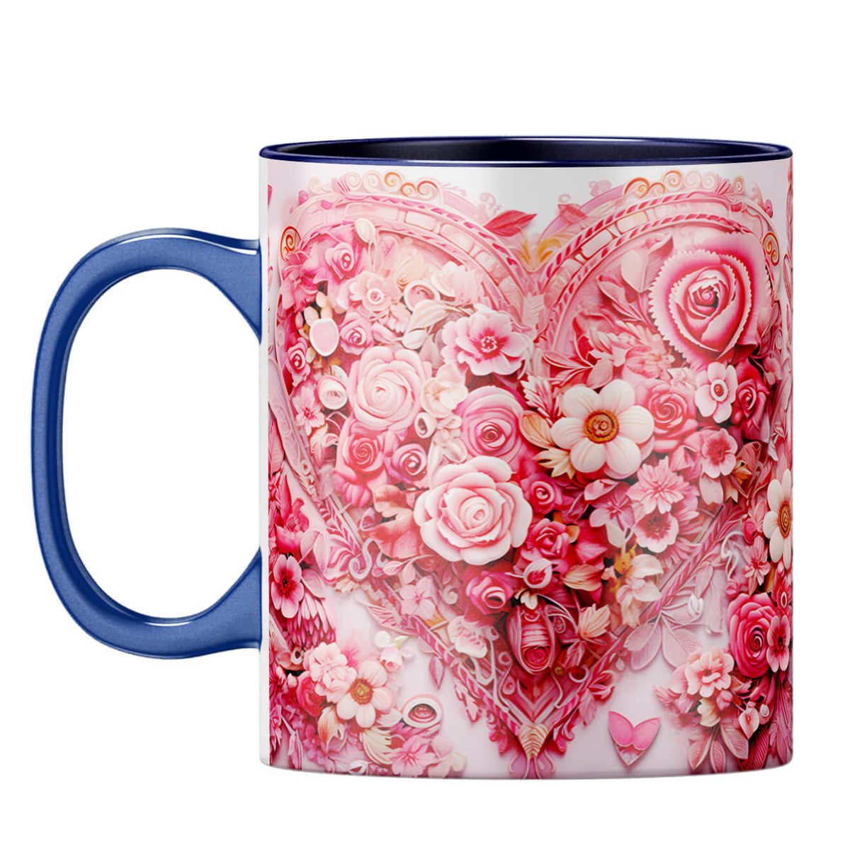 YuBingo Floral Love Coffee Mug Dark Blue