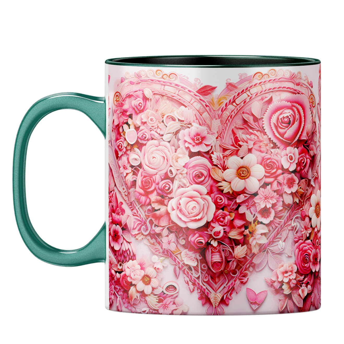 YuBingo Floral Love Coffee Mug Dark Green