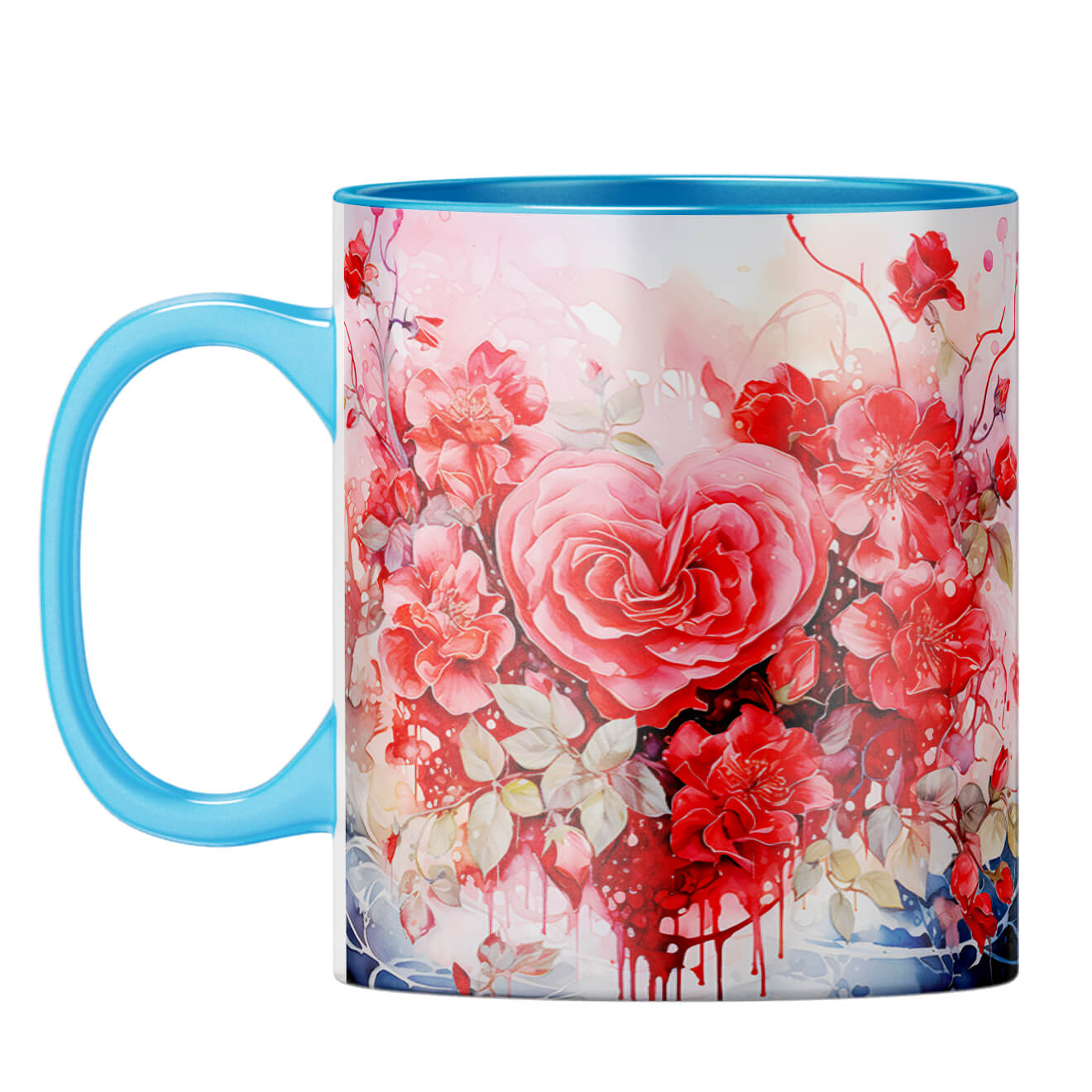 YuBingo Flowery Hearts Elegance Coffee Mug Light Blue