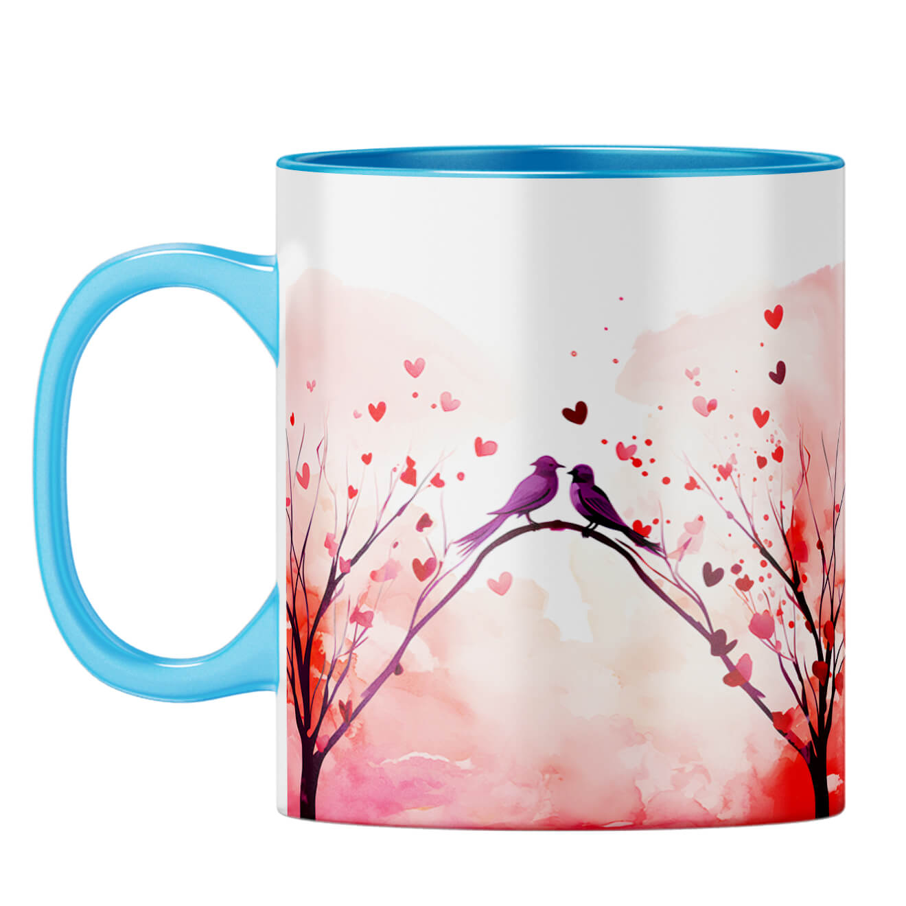 YuBingo Loving Birds Serenade Coffee Mug Light Blue