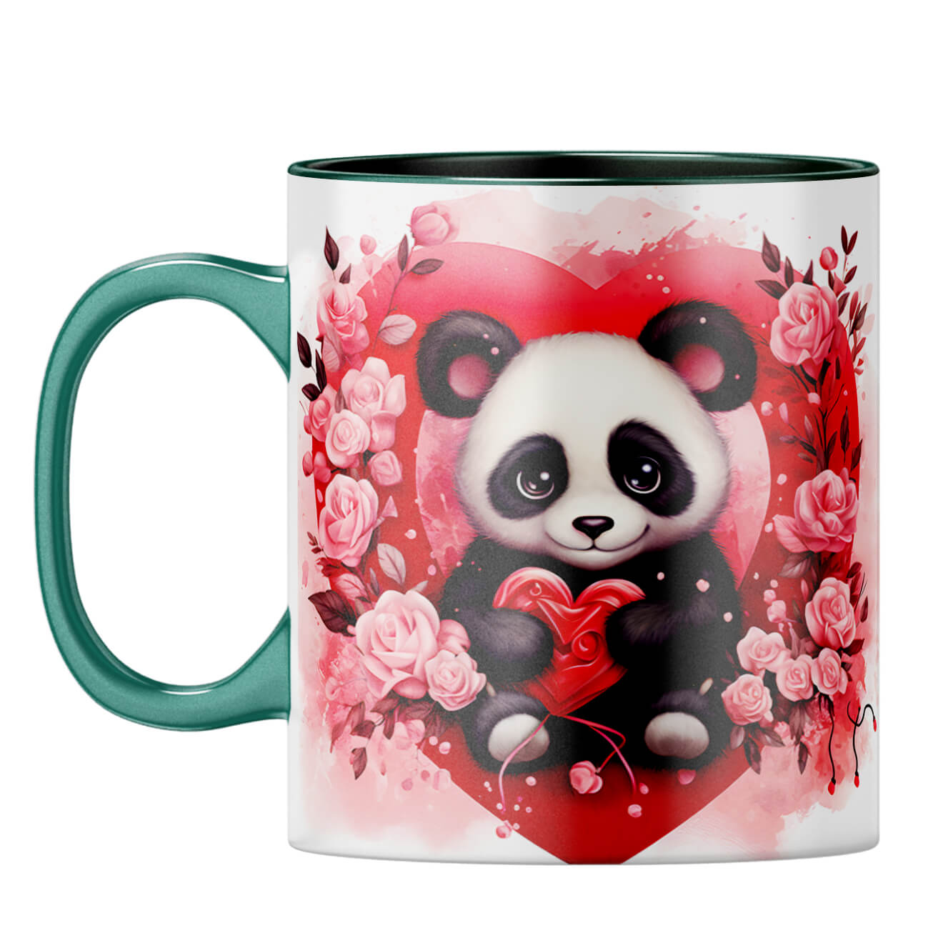 YuBingo Panda Love Symphony Coffee Mug Dark Green