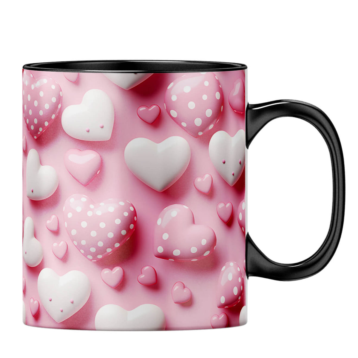 YuBingo Pink Hearts Harmony Coffee MugB-Black