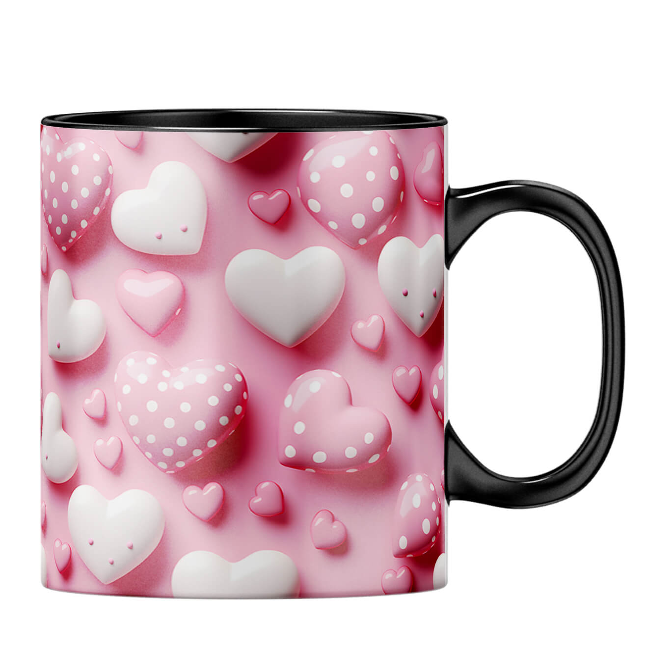 YuBingo Pink Hearts Harmony Coffee MugB-Black