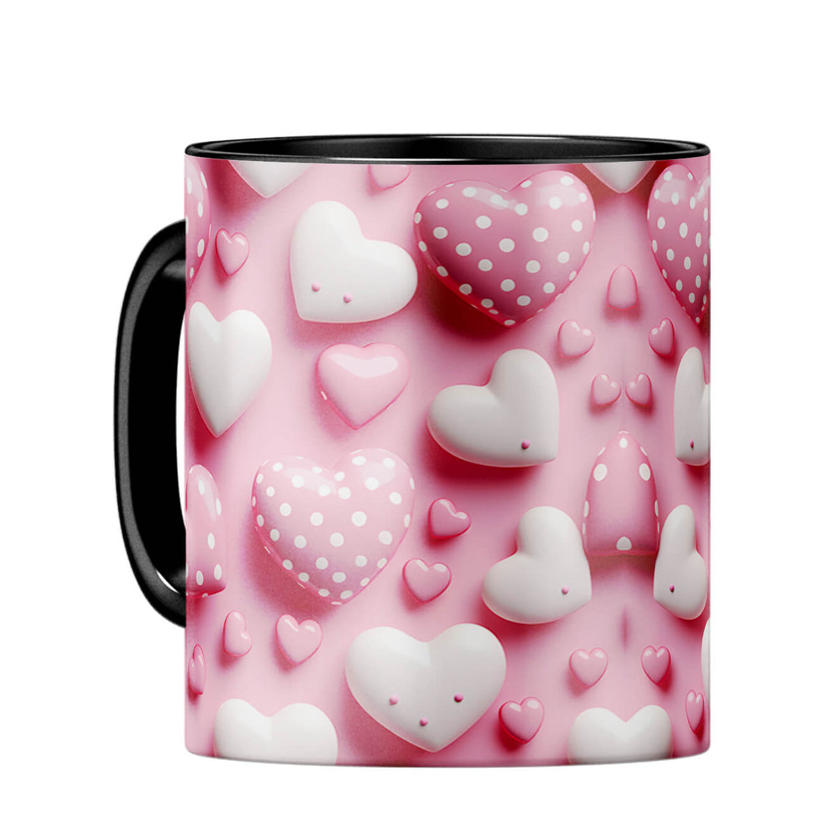 YuBingo Pink Hearts Harmony Coffee MugC-Black