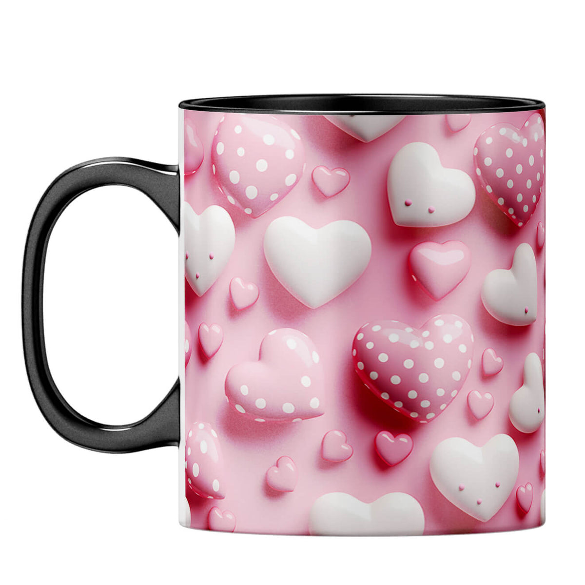 YuBingo Pink Hearts Harmony Coffee Mug Black