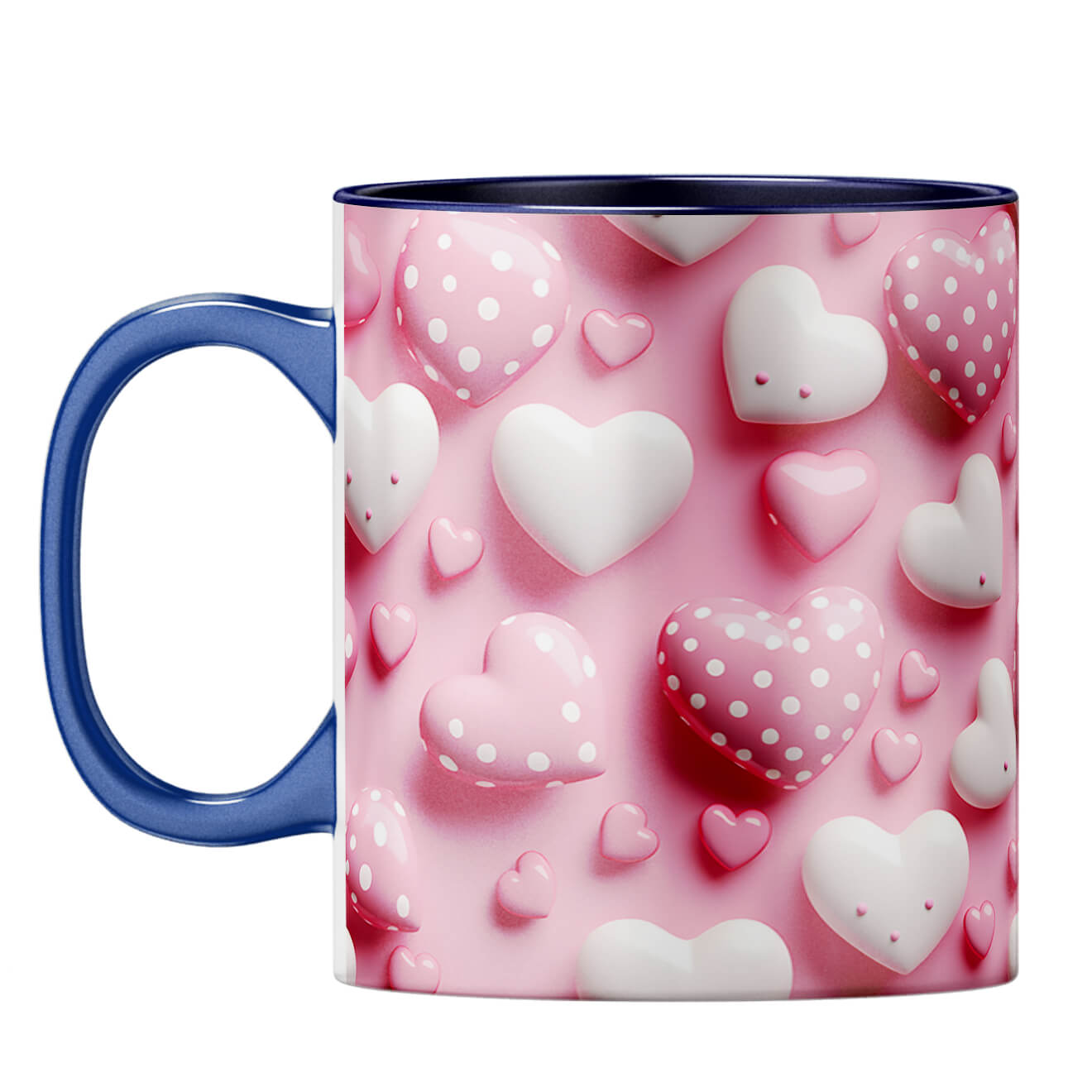YuBingo Pink Hearts Harmony Coffee Mug Dark Blue
