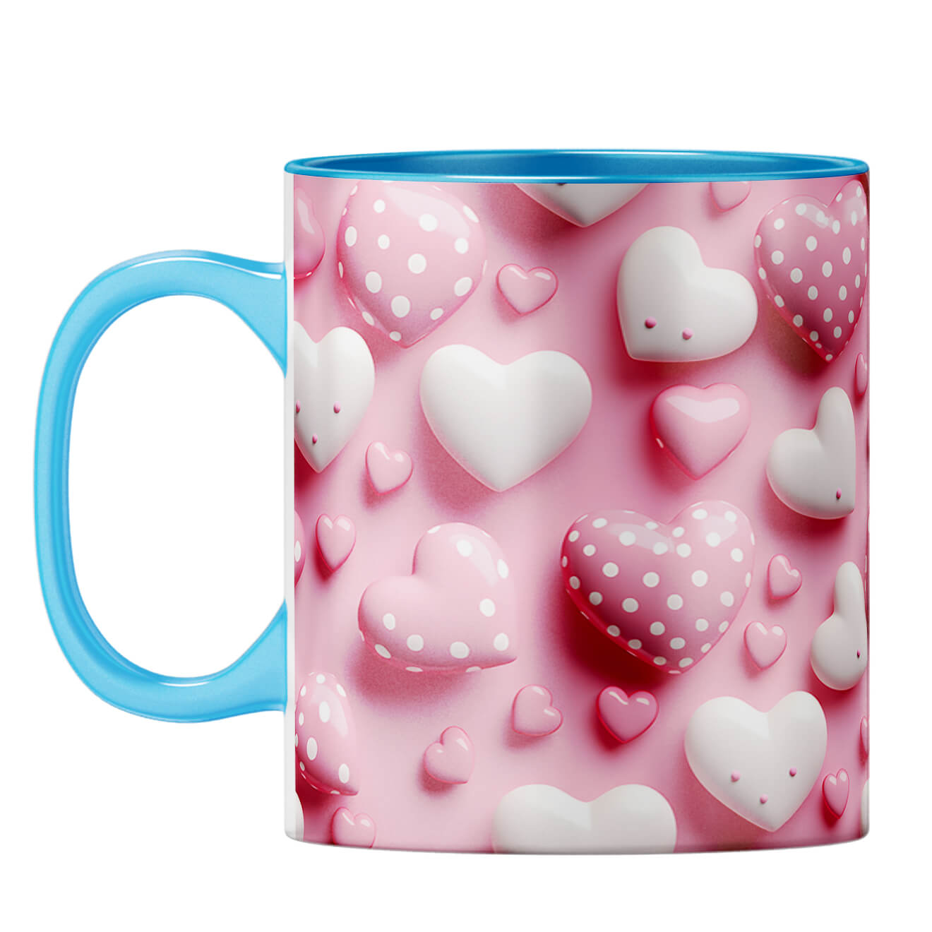YuBingo Pink Hearts Harmony Coffee Mug Light Blue